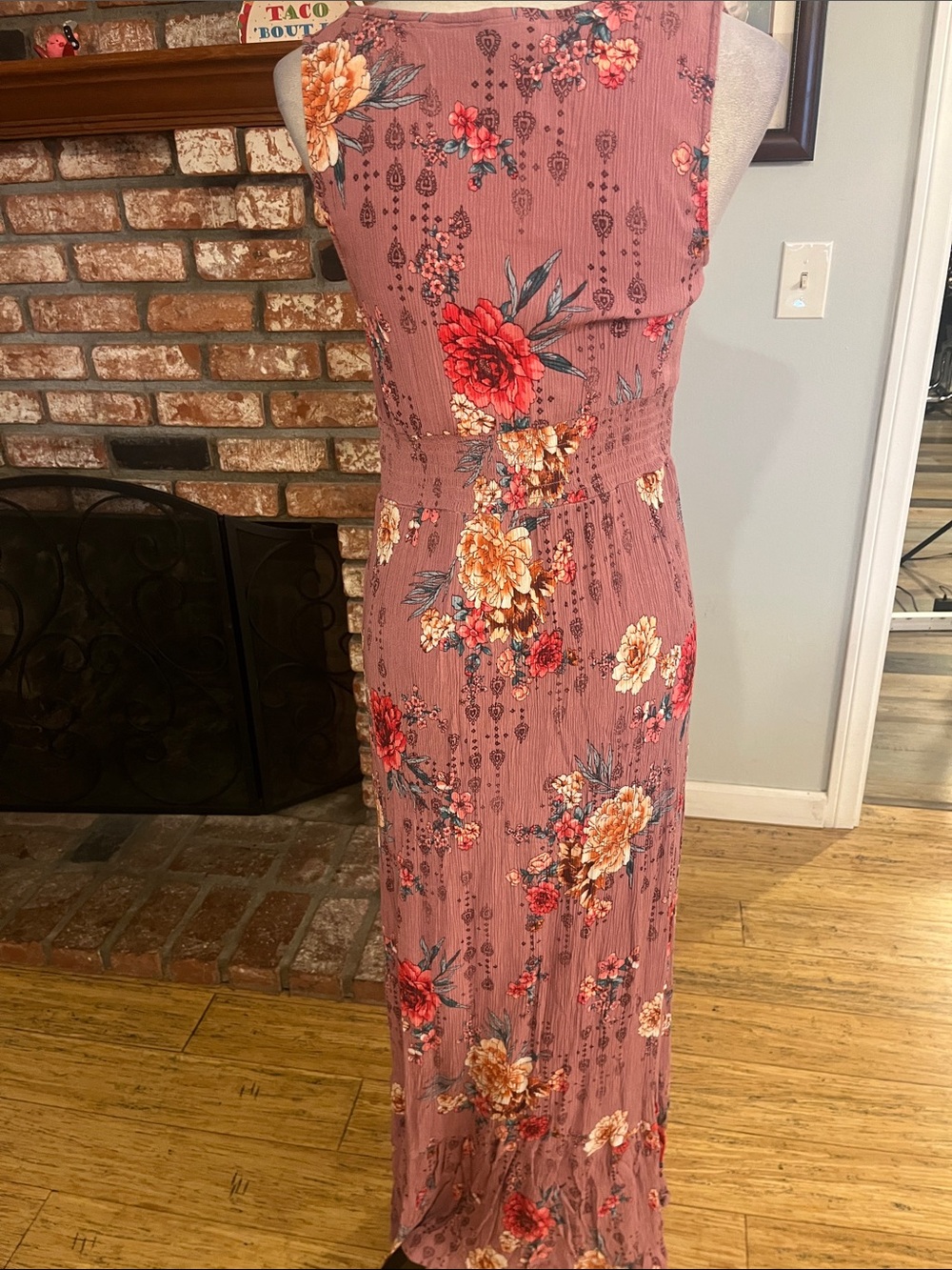 Knox Rose Dusty Rose Floral Button-Front Maxi Dress - Picture 5 of 5